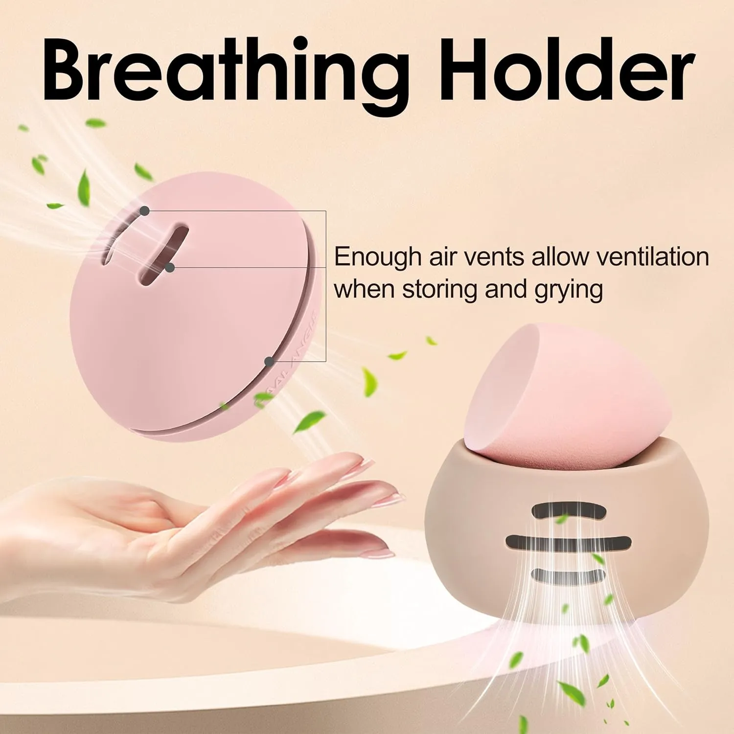 Silicone Makeup Brush Holder And Beauty Sponge Case, Travel Makeup Brush Case With Magnetic Closure, Makeup Sponge Holder 2 In 1 Stand Storage For Quick Drying Khaki