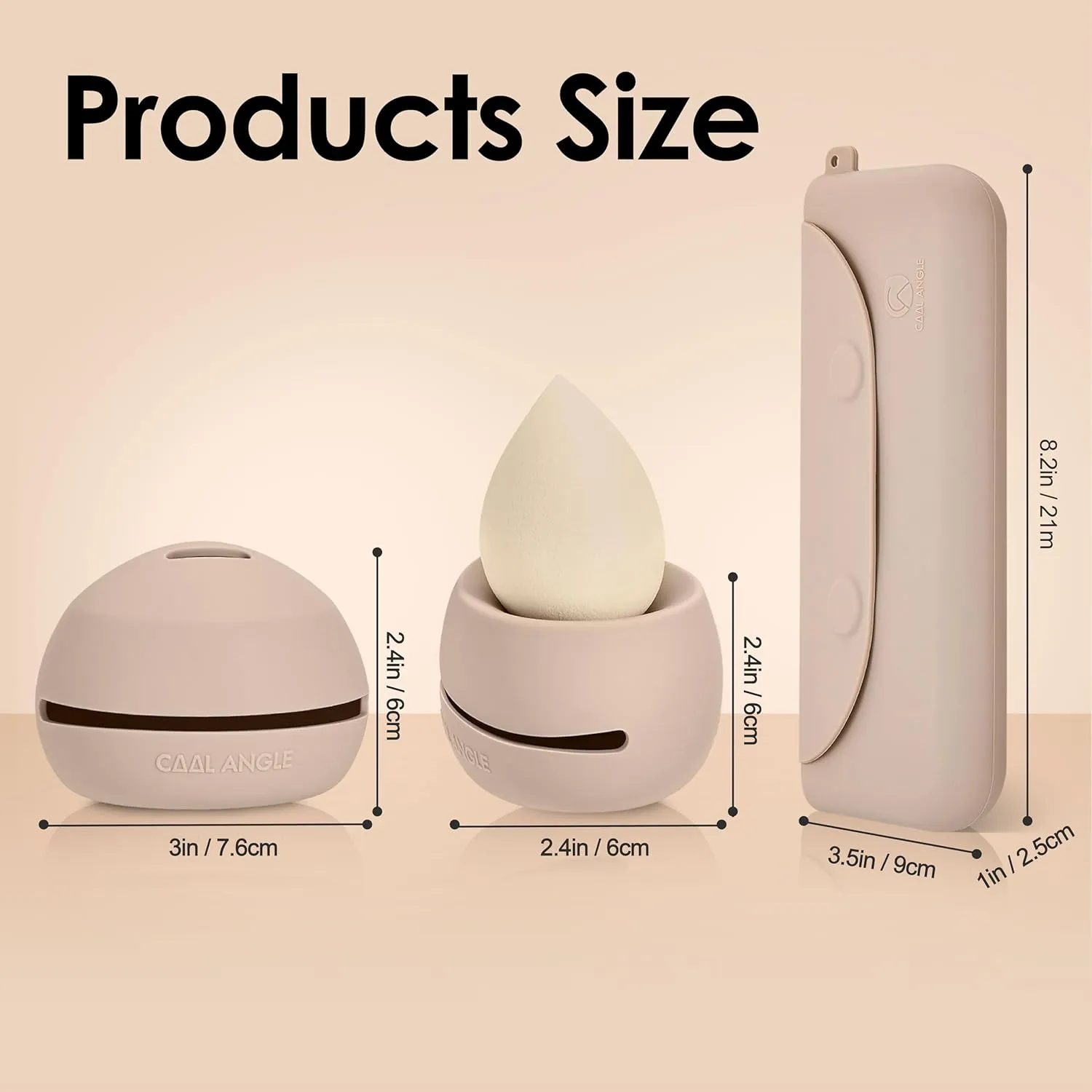 Silicone Makeup Brush Holder And Beauty Sponge Case, Travel Makeup Brush Case With Magnetic Closure, Makeup Sponge Holder 2 In 1 Stand Storage For Quick Drying Khaki