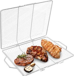 Skyflame Portable Grill Basket, Rustproof Stainless Steel Barbecue Grilling Basket for Most Outdoor Grilling Vegetables Fishes Shrimp Steak Meat Chops Kabob