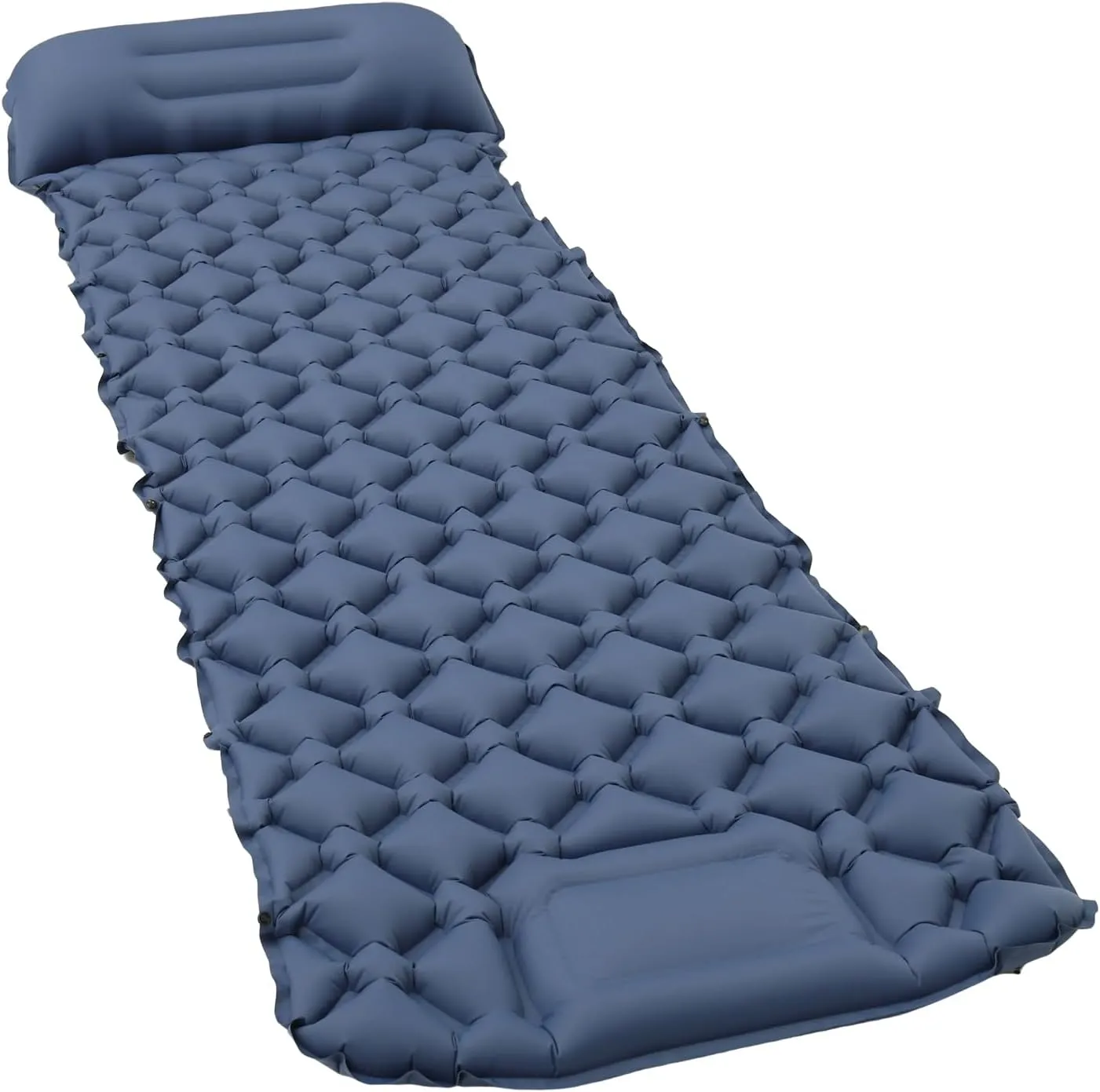 Sleeping Pad for Camping with Pillow - Ultralight(1.3lbs) Inflatable Tent Mattress, 4" Thick Inflatable Bed with Foot Pump Design, Connectable for Double Bed Camping | Hiking Traveling (Navy Blue)