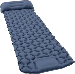 Sleeping Pad for Camping with Pillow - Ultralight(1.3lbs) Inflatable Tent Mattress, 4" Thick Inflatable Bed with Foot Pump Design, Connectable for Double Bed Camping | Hiking Traveling (Navy Blue)