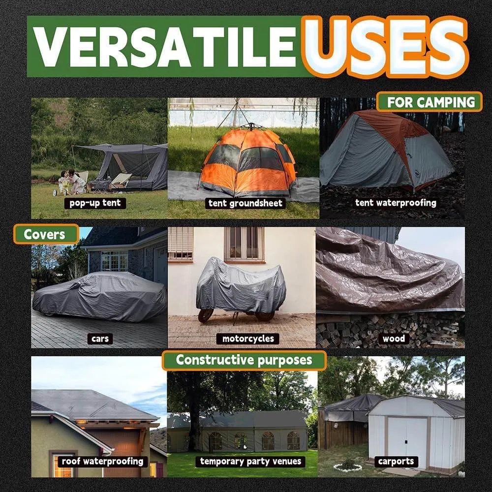 Small Tarps 5x7 Feet (5 Pack), 5.5 Mil Thick, Multipurpose Waterproof Poly Tarp Cover with Metal Grommets and Reinforced Edges, Silver/Blue Tarp by RAINDEWAY