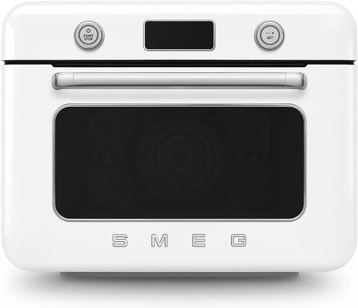 SMEG COF01Countertop Combi Oven - Multi-Function Grill, Air Fry, Steam, Bake, Convection, Defrost, and Warm, 10 Cooking Functions - Made In Italy (White)