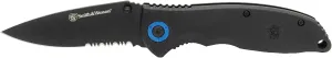 Smith & Wesson 7.65in High Carbon S.S. Keychain Folding Knife with 3.25in Serrated Clip Point Blade and Polymer Handle for Outdoor Survival, Camping and EDC