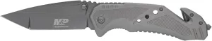 Smith & Wesson M&P SWMP11G 8.9in High Carbon S.S. Folding Knife with 3.8in Tanto Point Blade and Aluminum Handle for Outdoor, Tactical, Survival and EDC,Silver