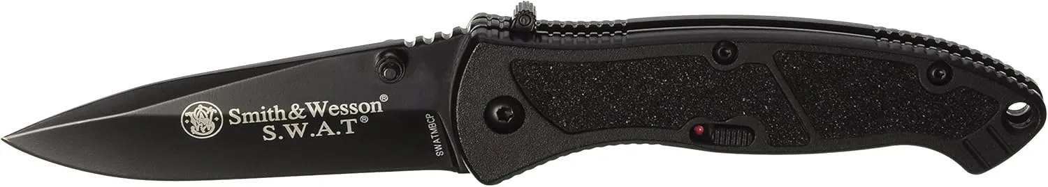 Smith & Wesson SWATMB 7.5in High Carbon S.S. Assisted Opening Knife with 3.2in Drop Point Blade and Aluminum Handle for Outdoor, Tactical, Survival and EDC,Black