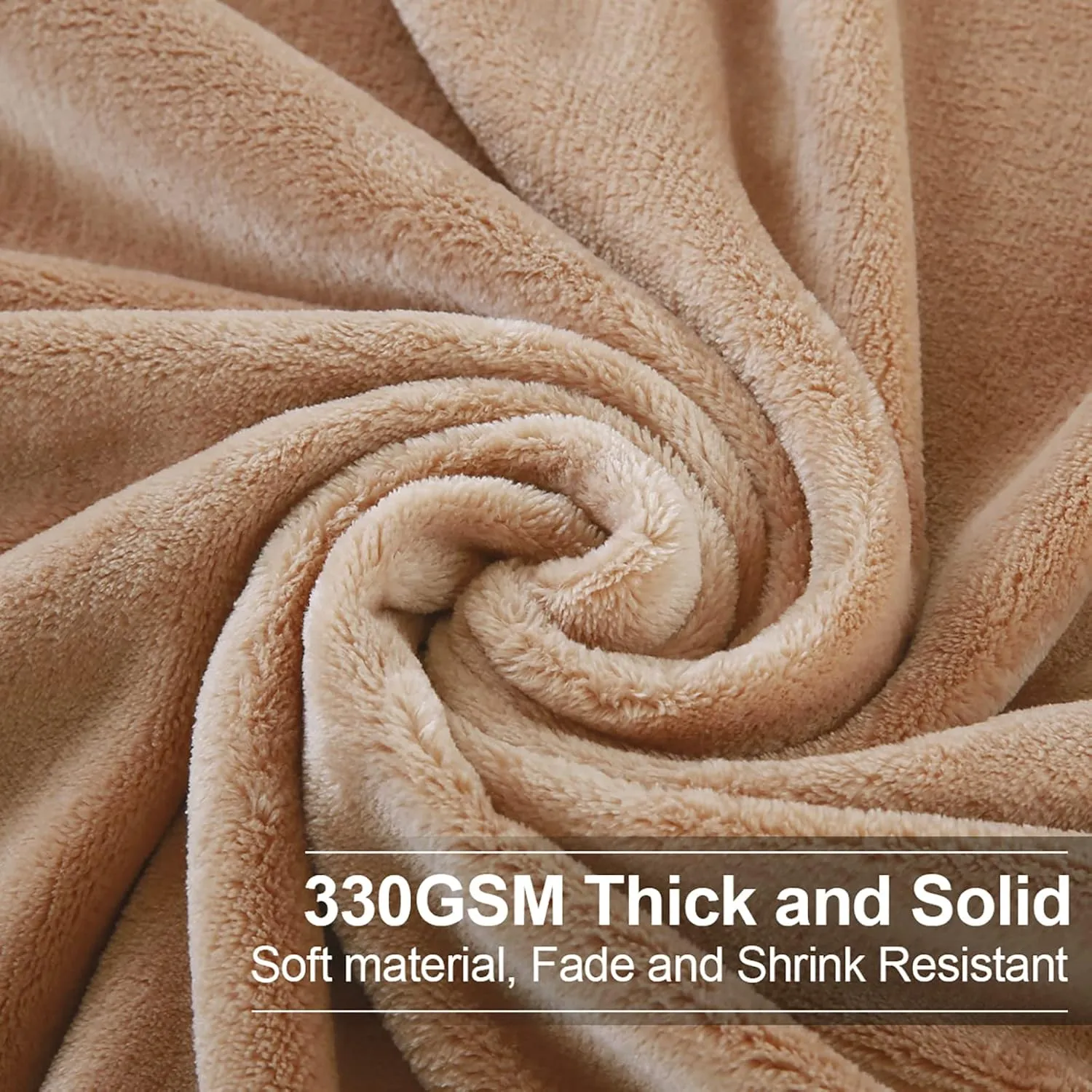 Soft Queen Size Blanket All Season Warm Fuzzy Microplush Lightweight Thermal Fleece Blankets for Couch Bed Sofa,90x90 Inches,Camel