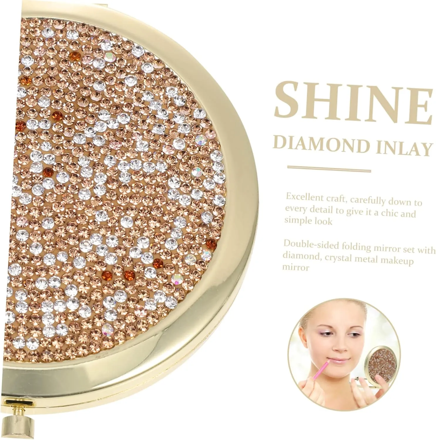 SOIMISS Led Lighted Diamond Makeup Mirror Compact Portable for Travel Perfect Present for Women Girls