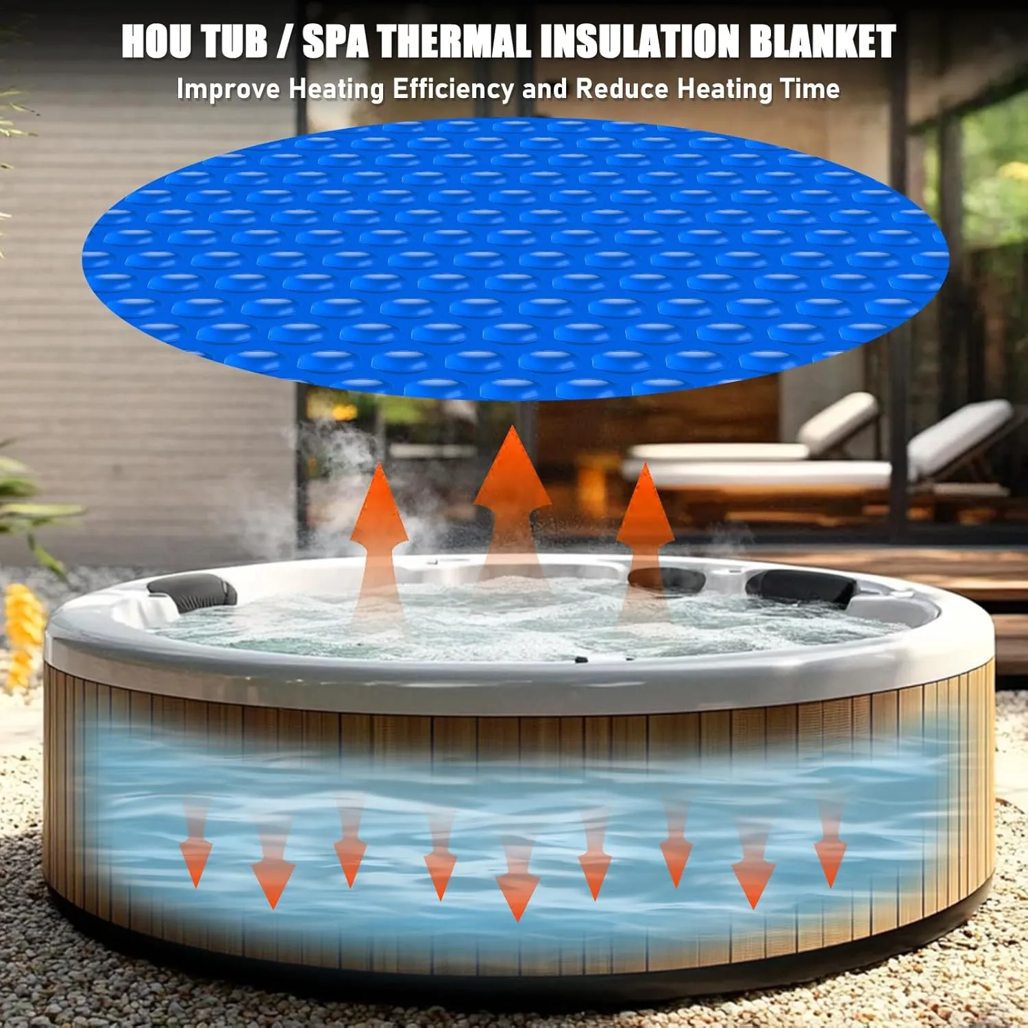 Solar Bubble Hot Tub Spa Cover for 4.7FT Round Circle Inflatable Swimming Pool Blanket Thermal Floating Insulation 16 Mil Bubble Solar Covers for Indoor Outdoor Spa Hot Tub Wrap Covers