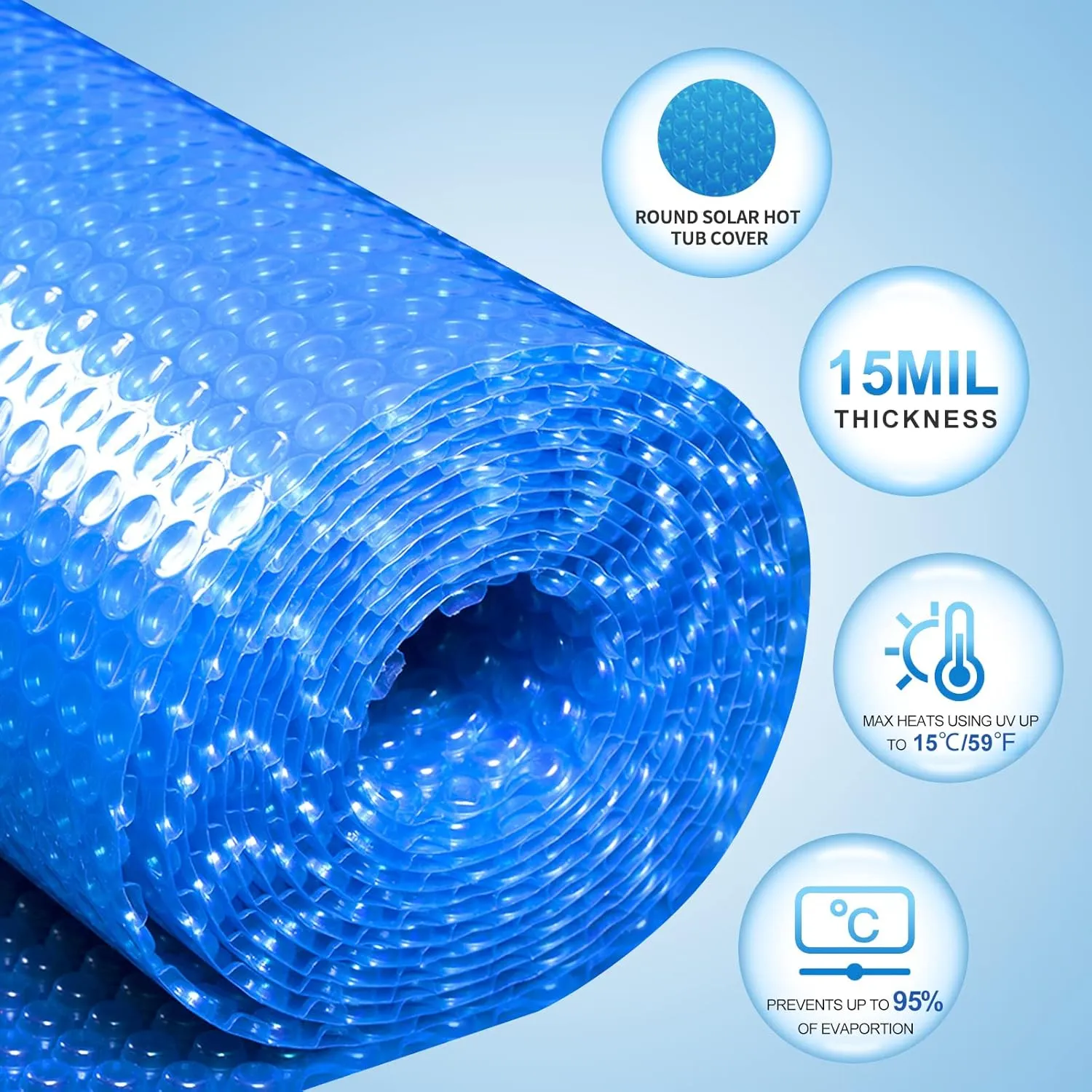 Solar Hot Tub Spa Bubble Cover Blanket for 6 7 Ft Round Inflatable Hot Tub Spa Pool Thermal Insulation Floating Bubble Wrap Covers Blankets(6 Ft)