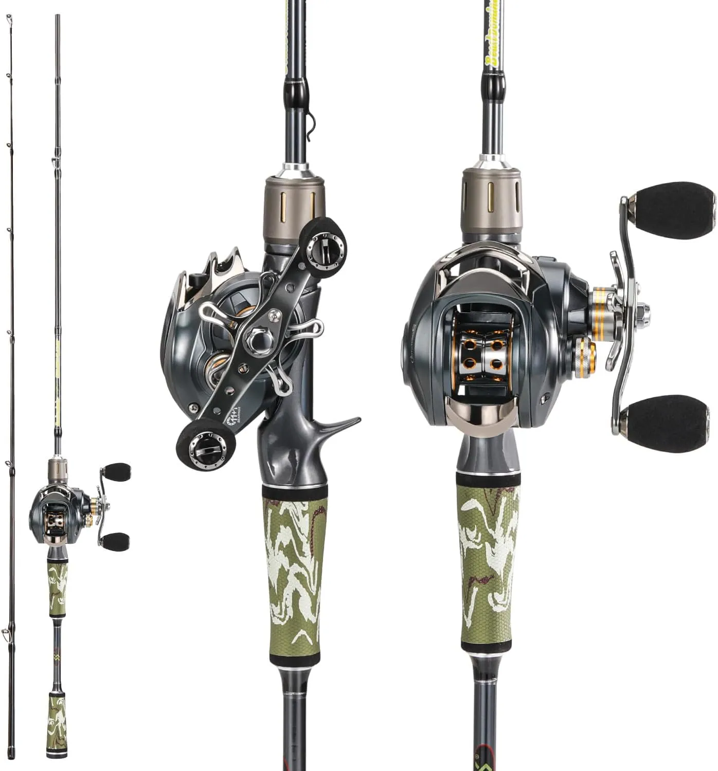 Sougayilang BD Fishing Rod and Reel Combos, Spinning & Casting Fishing Combo,30Ton 24Ton Graphite 2 Pc Fishing Poles with SuperPolymer Handle, “S” Style Hook Keeper(1 Pack)