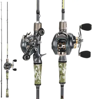 Sougayilang BD Fishing Rod and Reel Combos, Spinning & Casting Fishing Combo,30Ton 24Ton Graphite 2 Pc Fishing Poles with SuperPolymer Handle, “S” Style Hook Keeper(1 Pack)