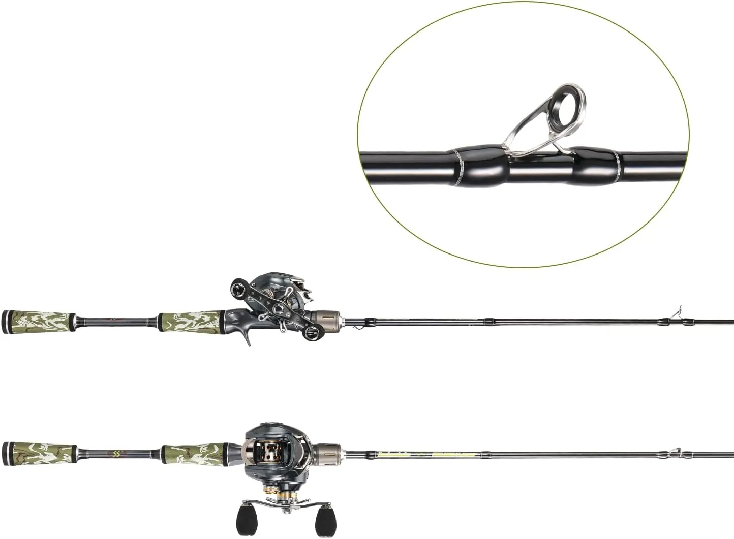 Sougayilang BD Fishing Rod and Reel Combos, Spinning & Casting Fishing Combo,30Ton 24Ton Graphite 2 Pc Fishing Poles with SuperPolymer Handle, “S” Style Hook Keeper(1 Pack)
