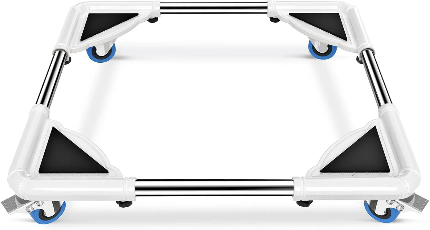 SPACECARE Mini Fridge Stand Furniture Dolly Mobile Roller with 4 Locking Wheels-Base Adjustable Refrigerator Washing Machine Stand Moving Cart- Appliance Dolly Cart Roller Pedestal- White