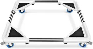 SPACECARE Mini Fridge Stand Furniture Dolly Mobile Roller with 4 Locking Wheels-Base Adjustable Refrigerator Washing Machine Stand Moving Cart- Appliance Dolly Cart Roller Pedestal- White
