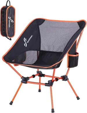 Sportneer Camping Chairs, Lightweight Outdoor Chairs with 2 Side Pockets & Storage Bag, Foldable & Portable Lawn Chairs for Camping Hiking Lawn Picnic Beach Outdoor Travel (1, Orange)