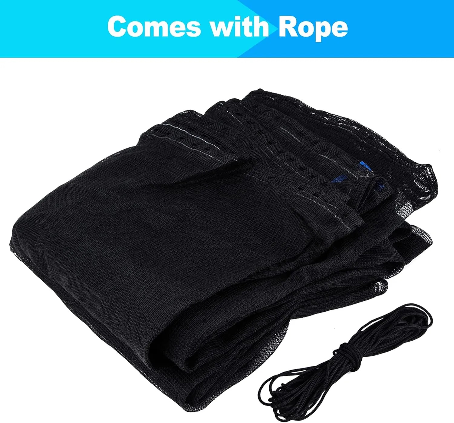 SPORTYOUTH Trampoline Netting Replacement for 6 Straight Poles 12ft 13ft 14ft 15ft Round Frame Trampolines, Safety Enclosure Net Breathable Weather & UV Resistant with Adjustable Straps, NET ONLY