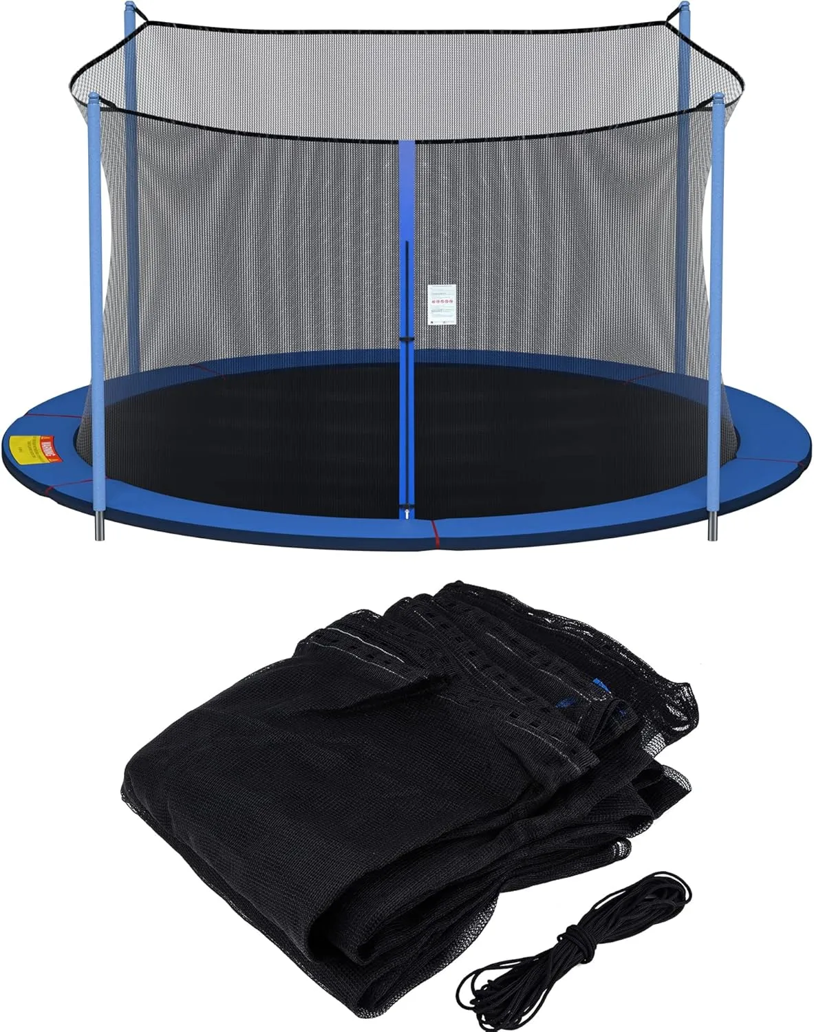 SPORTYOUTH Trampoline Netting Replacement for 6 Straight Poles 12ft 13ft 14ft 15ft Round Frame Trampolines, Safety Enclosure Net Breathable Weather & UV Resistant with Adjustable Straps, NET ONLY