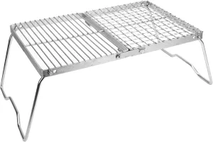 Stainless Steel Camping Grill, Portable BBQ Grill Camping Grates, Backpacking Grill with Foldable Design for Outdoor Cooking Backpacking Hiking Picnics