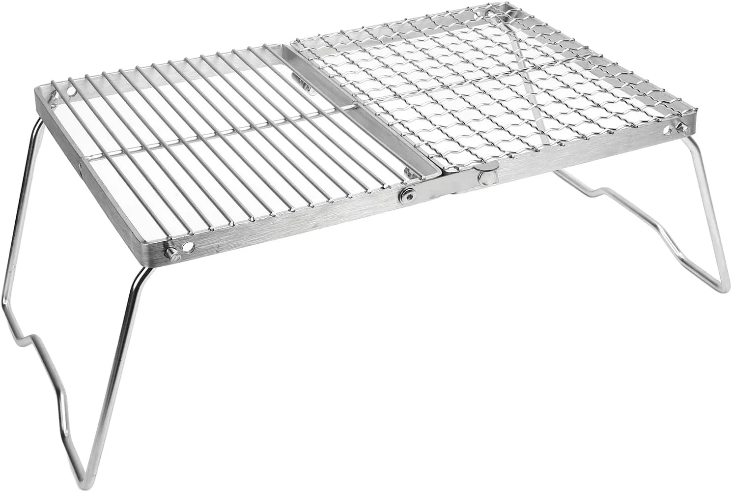 Stainless Steel Camping Grill, Portable BBQ Grill Camping Grates, Backpacking Grill with Foldable Design for Outdoor Cooking Backpacking Hiking Picnics