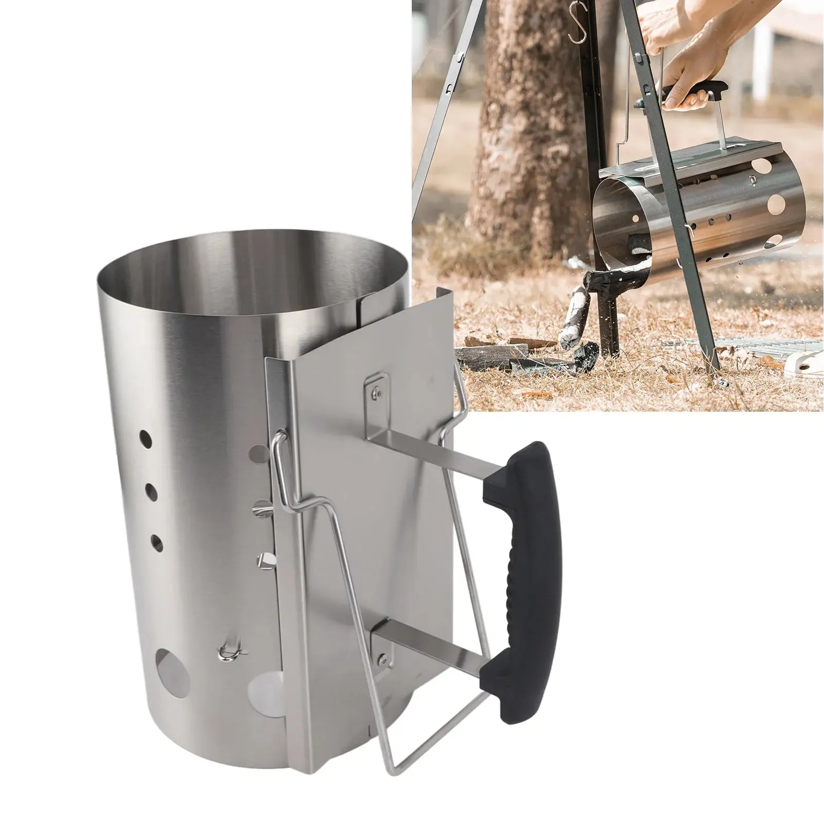 Stainless Steel Charcoal Chimney Starter for Barbecue and Camping