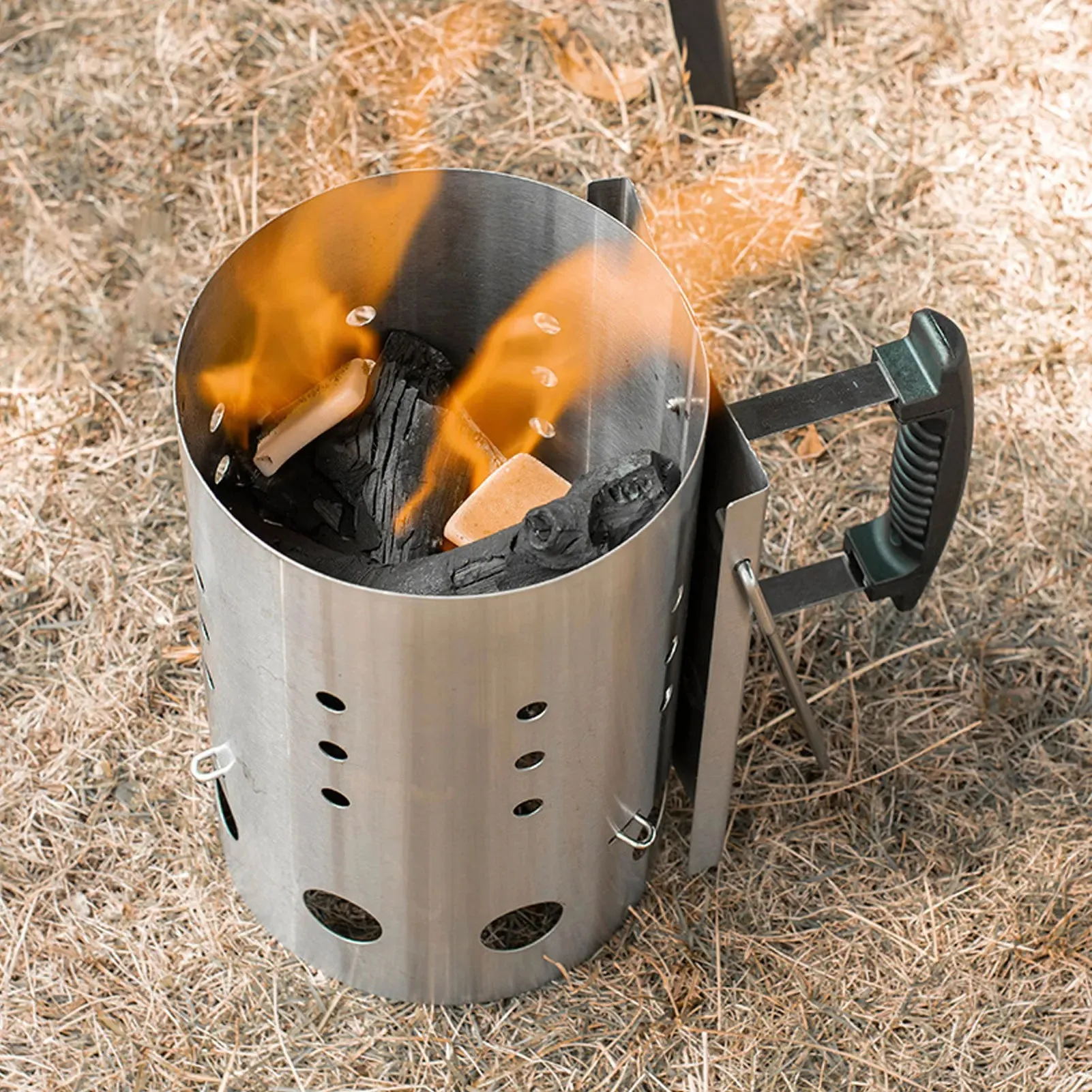 Stainless Steel Charcoal Chimney Starter for Barbecue and Camping