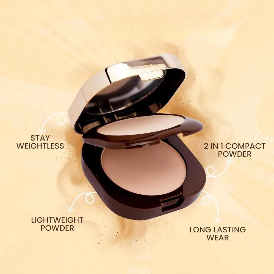 Stay Weightless Compact Powder | Oil Free | 2 in 1 Compact Powder | Long Lasting Wear (Natural, 43.4 g (Pack of 1))