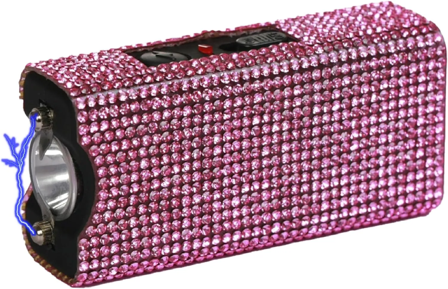 Streetwise Rhinestun Keychain Stun Gun – Compact Rechargeable Stun Gun Flashlight with Rhinestone Grip, Holster, and Keyring for Women’s Self Defense and Personal Protection