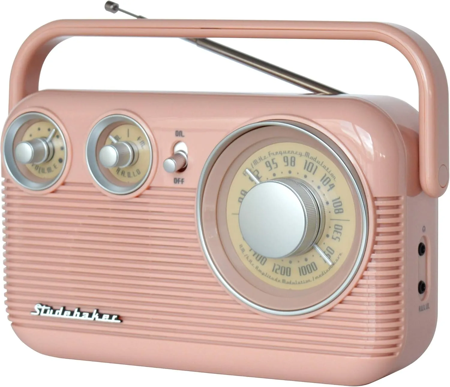Studebaker SB2003 Retro Portable AM/FM Radio AC or Battery Operated (Rose Gold)