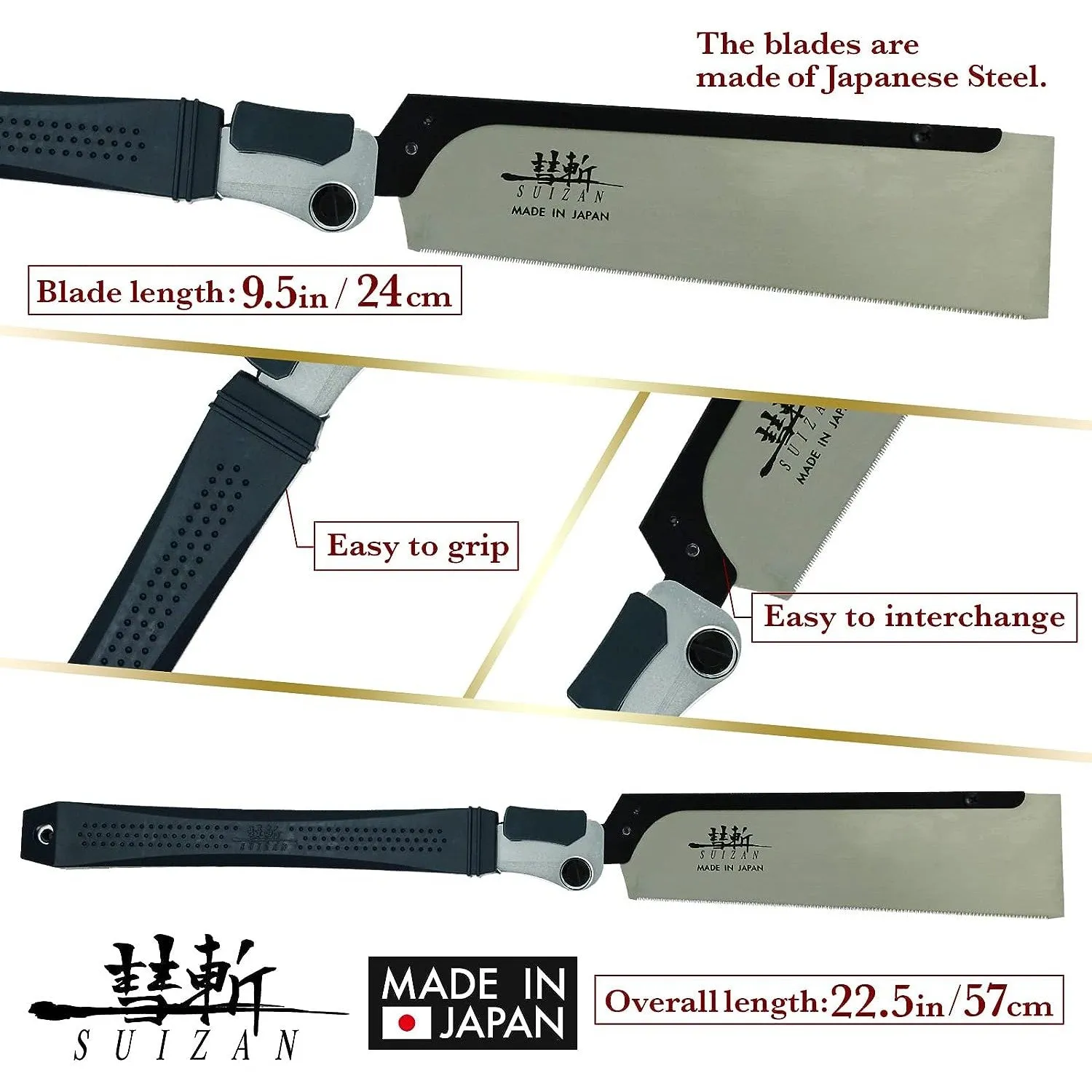 SUIZAN japanese Saw - Dozuki (dovetail) Folding Saw Pull Saw