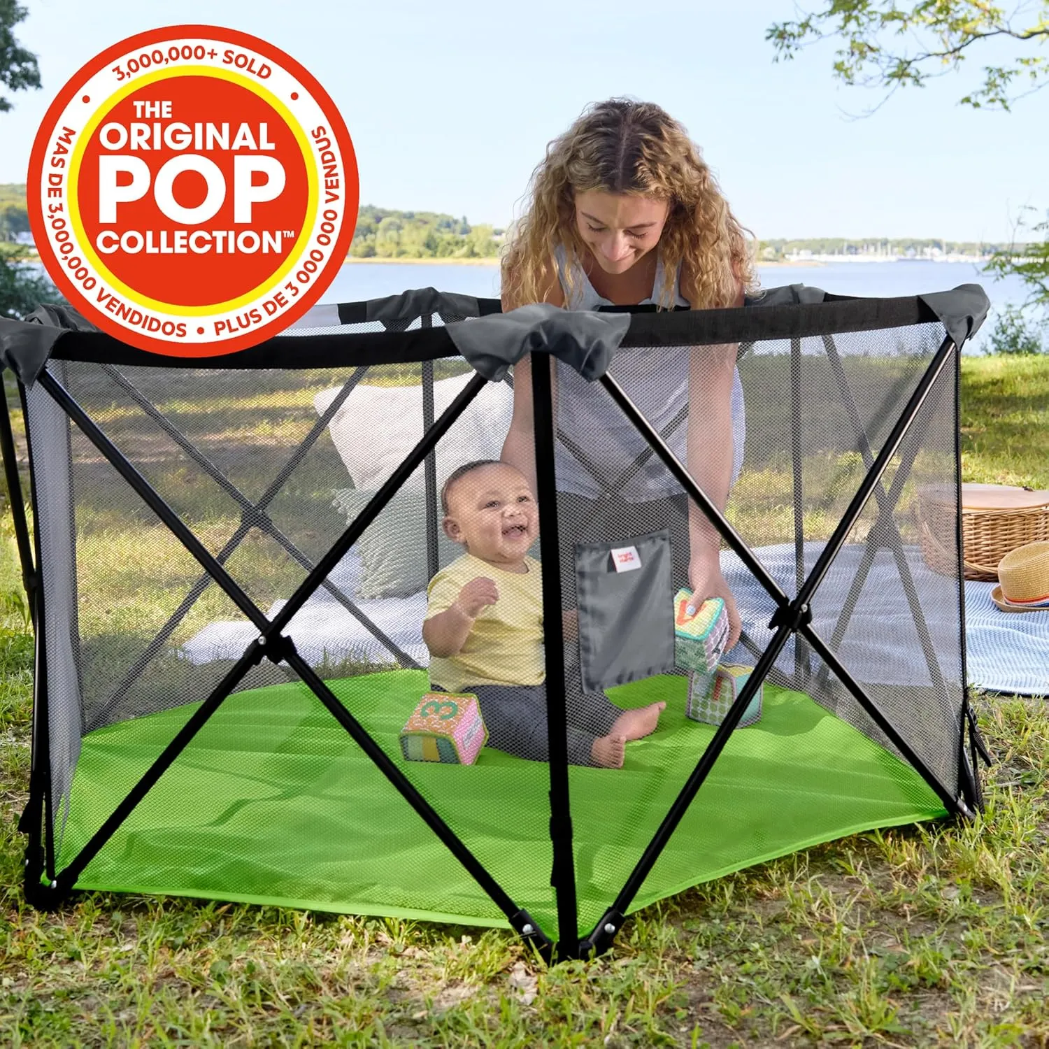 Summer Infant Pop ‘n Play Portable Playard, Green - Lightweight Play Pen for Indoor and Outdoor Use - Portable Playard with Fast, Easy and Compact Fold