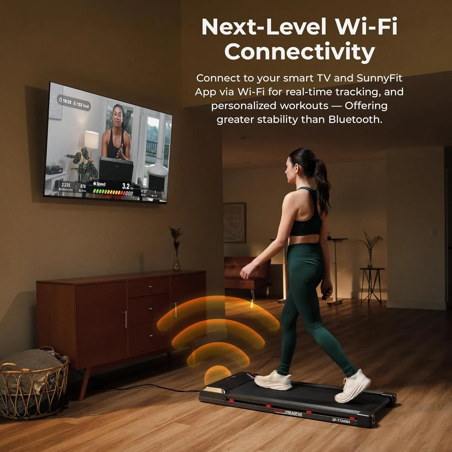 Sunny Health & Fitness Smart WiFi Treadmills – Compact, Foldable, Portable, Under Desk & Incline Options (Manual & Auto), Brushless Motor, & Bluetooth SunnyFit App, LED Display, Shock Absorption