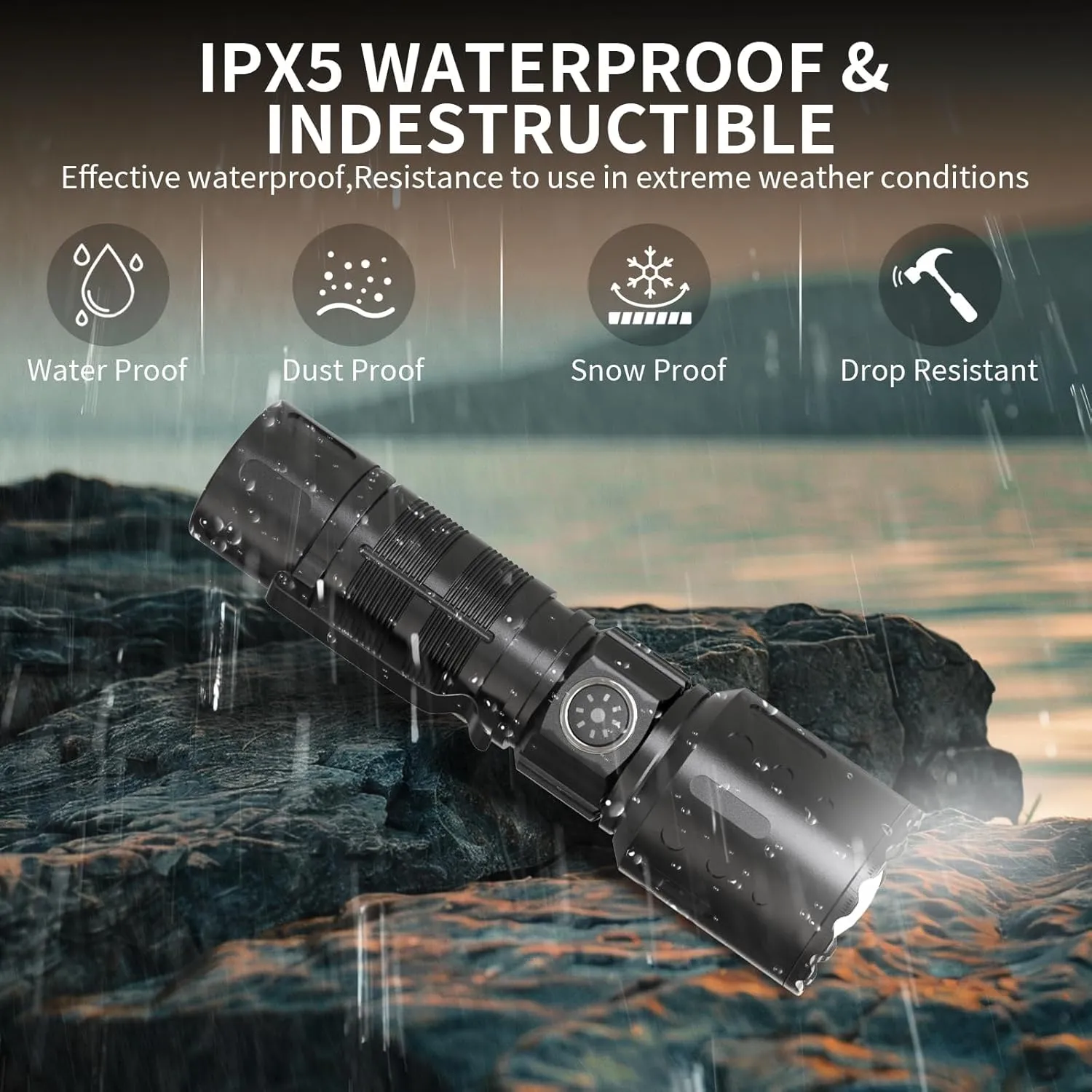 Super Bright & Rechargeable Flashlight – High-Powered FlasAhlights, Memory Function, 6 Modes, IPX5 Waterproof | Compact LED Light for Emergency, Outdoor & Home Use-2PCS