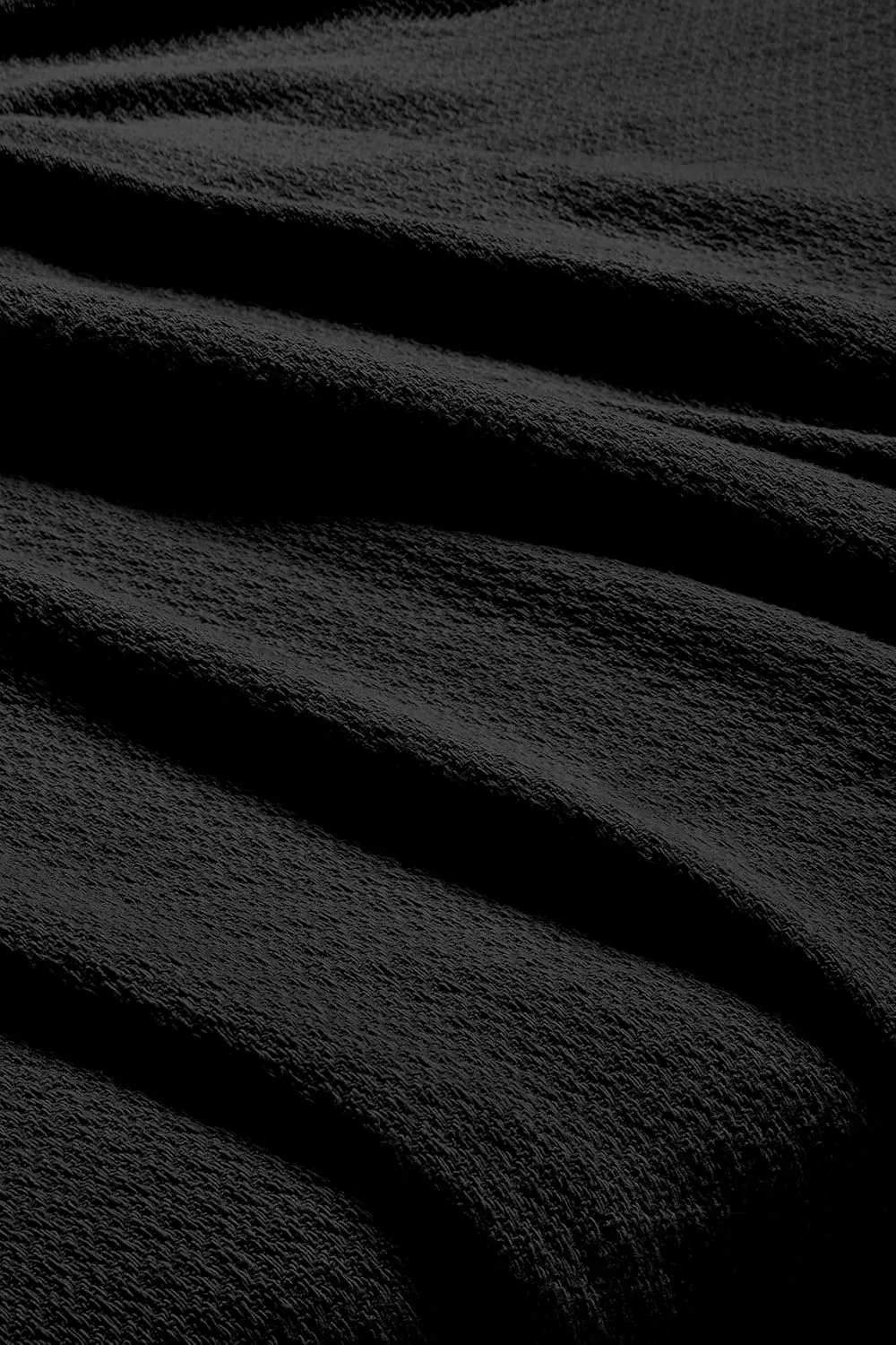 Superior Waffle Weave Cotton Blanket, for Picnic, Beach, Traveling or Camping, Comfy Blanket, Bedroom Decor, Essentials, Cover for Bed, Couch, Lounging, Honeycomb Knit, Full/Queen, Black