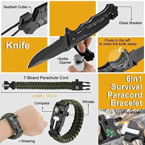 Survival Kit,19n1 Emergency Survival Gear & Equipment-Fishing