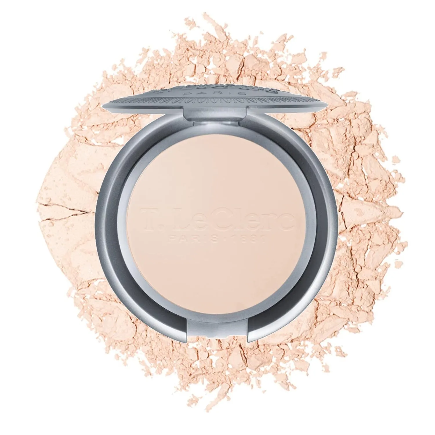 T. Leclerc Compact Pressed Powder - Super-Blendable Face Makeup Longwear Portable Matte Finish Radiant Natural Medium to Full Coverage Airbrushing Mineral Base For Pores & Imperfections (Translucide)
