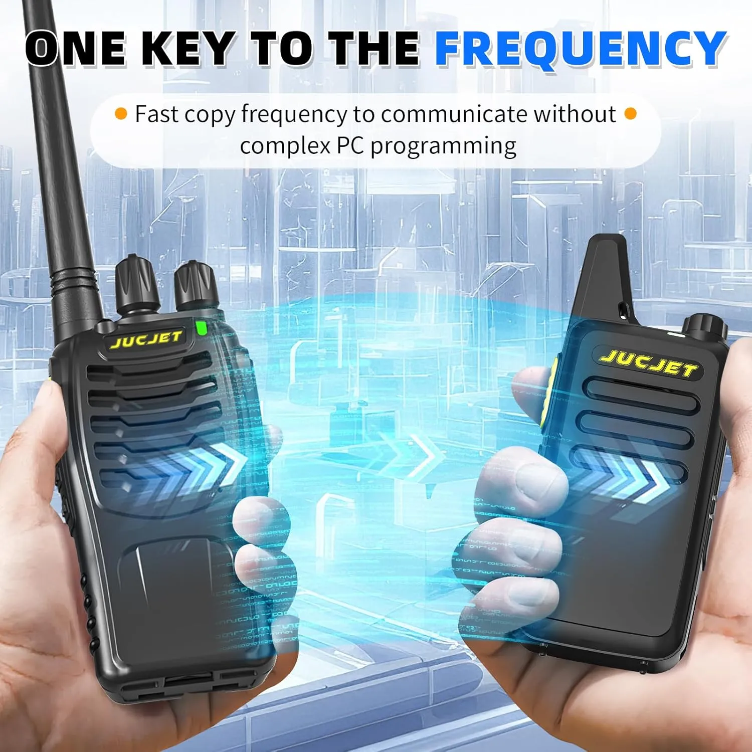 T20 Upgraded Walkie Talkies T20D Long Range Two Way Radio, with 22 FRS Channels. Walky Talky for Adults with Intelligent Noise, One Click Frequency Matching and Digital intercom(4 Pcs)