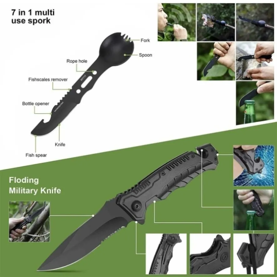 Tactical Emergency Survival Kit Outdoor Sports Hiking Camping SOS Tool Equipment V201-FAZ0039BU8AU
