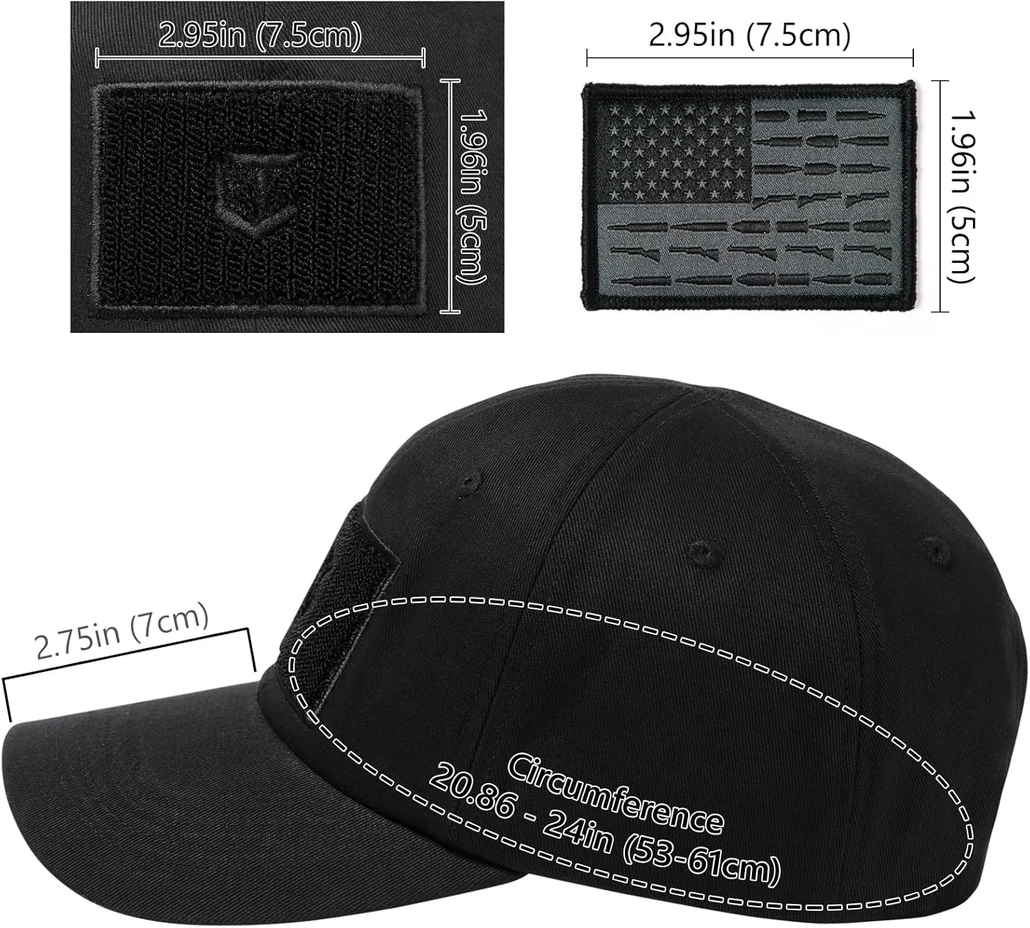 Tactical Hat with Flag Patch Camo Military Army Hats Adjustable Trucker Baseball Cap Soft Top for Shooting