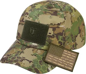 Tactical Hat with Flag Patch Camo Military Army Hats Adjustable Trucker Baseball Cap Soft Top for Shooting