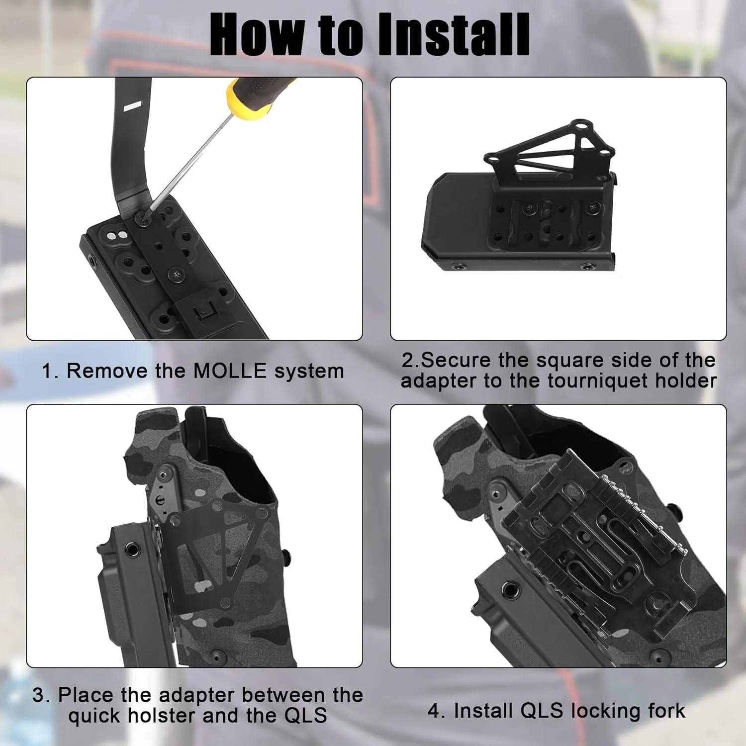 Tactical Universal Duty Holster Extended Support Holder with Tourniquet Holster Combo, Tourniquet Holder Kit for Duty Belt