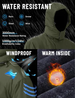 TACVASEN Men's Ski Snowboard Jacket Warm Winter Windproof Hiking Fishing Travel Fleece Lined Jacket Hooded with Pockets