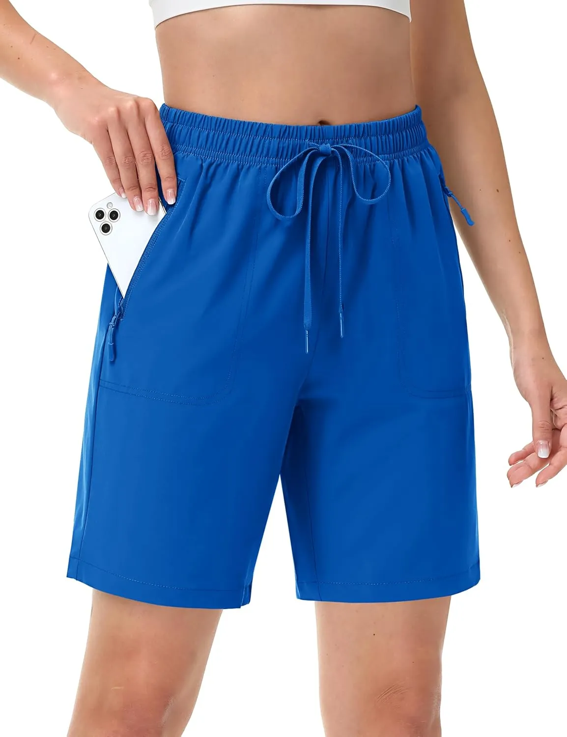 TACVASEN Women's Hiking Shorts Quick Dry Lightweight 8" Water Resistant Athletic Shorts with Pockets Outdoor Golf Active
