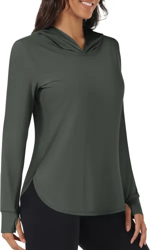 TACVASEN Women's UPF 80  UV Protection Hoodie Lightweight Long Sleeves Quick Dry Fishing Running Workout Shirt Outdoor