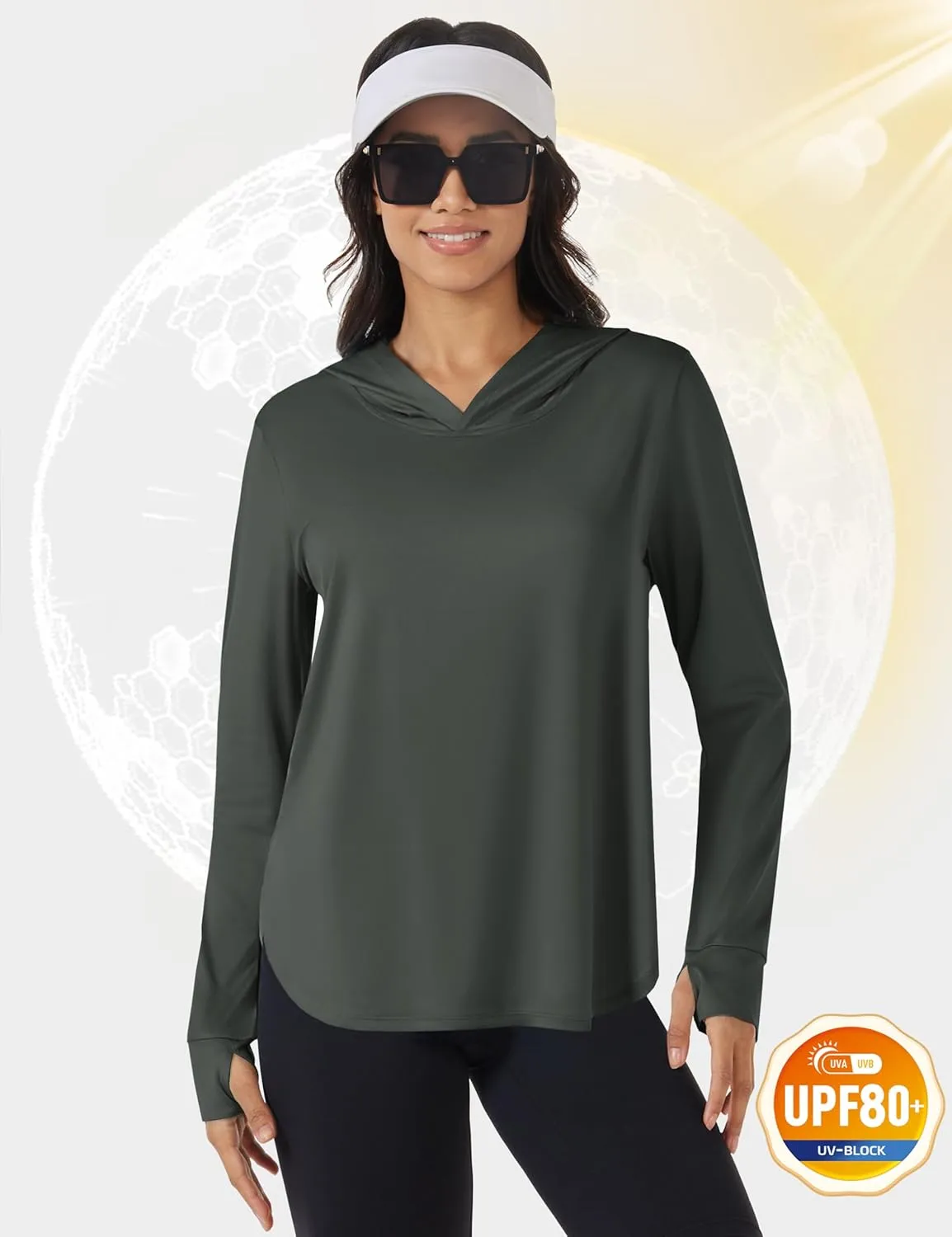 TACVASEN Women's UPF 80  UV Protection Hoodie Lightweight Long Sleeves Quick Dry Fishing Running Workout Shirt Outdoor