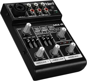 Talent Mix-R 3-Channel 4-in 2-Bus Compact Portable Stereo Mixer with USB Audio &  20V Phantom Power
