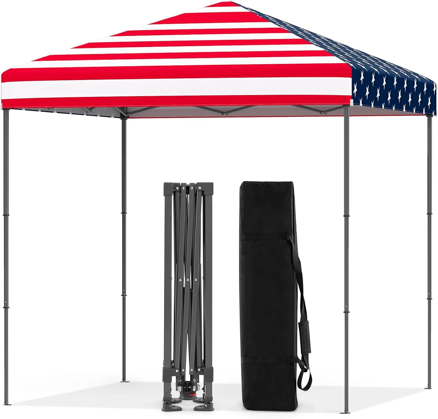 Tangkula 6.6x6.6 Ft Pop Up Canopy, 1 Person Instant Setup Canopy Tent with Center Lock, UPF 50  Sun Protection, 8 Stakes, 4 Ropes, Portable Outdoor Canopy with Carrying Bag for Camp, Beach, Patio