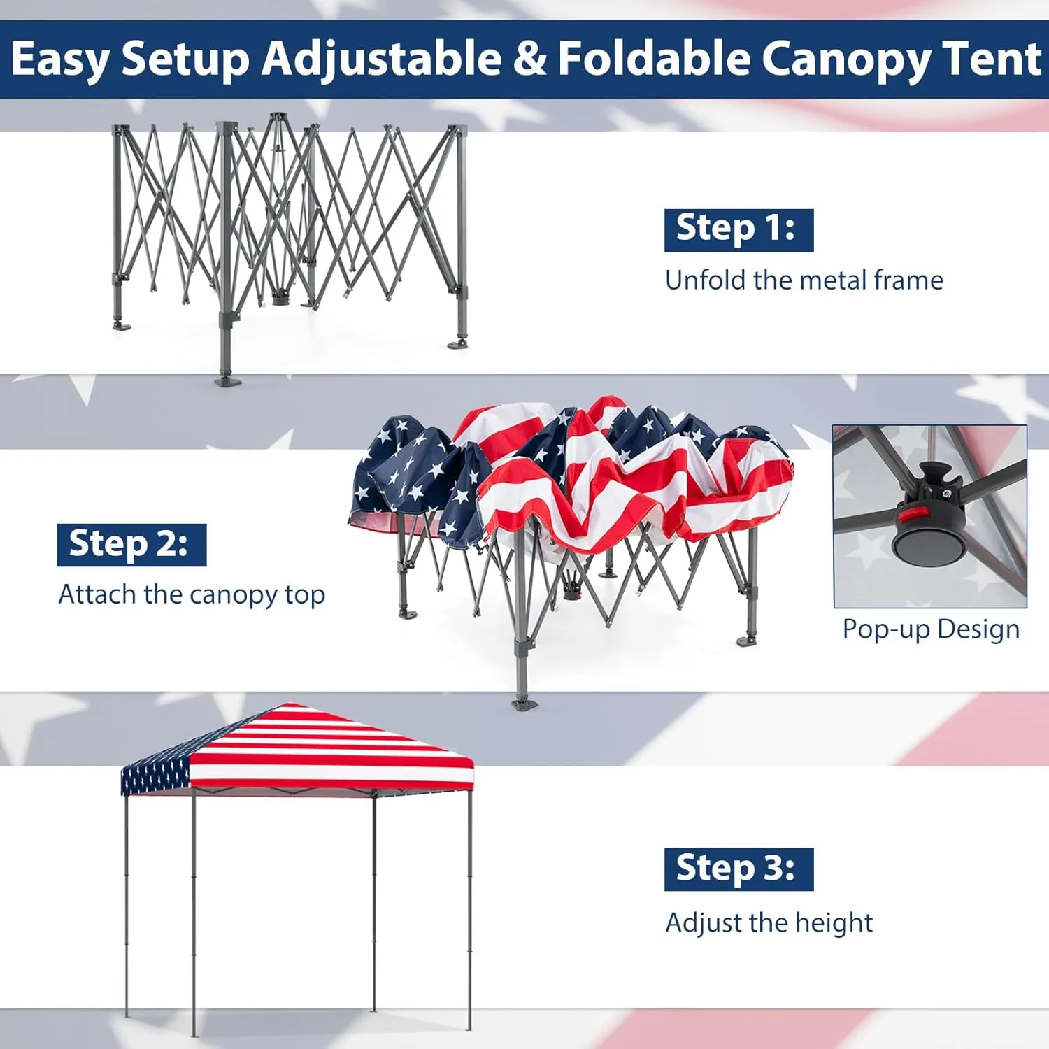 Tangkula 6.6x6.6 Ft Pop Up Canopy, 1 Person Instant Setup Canopy Tent with Center Lock, UPF 50  Sun Protection, 8 Stakes, 4 Ropes, Portable Outdoor Canopy with Carrying Bag for Camp, Beach, Patio