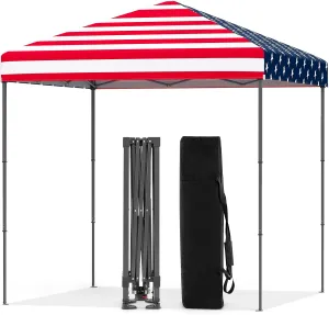 Tangkula 6.6x6.6 Ft Pop Up Canopy, 1 Person Instant Setup Canopy Tent with Center Lock, UPF 50  Sun Protection, 8 Stakes, 4 Ropes, Portable Outdoor Canopy with Carrying Bag for Camp, Beach, Patio