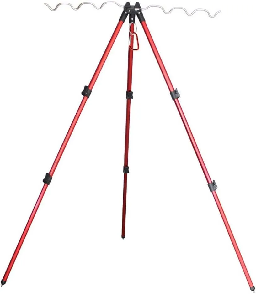 Telescopic Tripod Stand Rod Rest, Aluminum Adjustable Fishing Tripod Bench Rod Holder for Sea Beach Shore Bank Fishing Poles